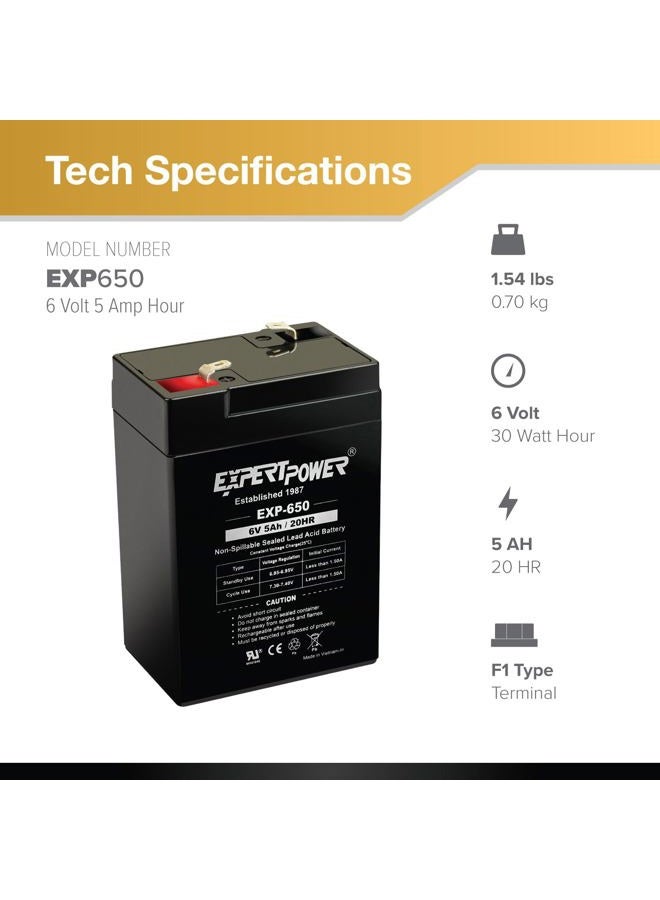 ExpertPower 6V 5Ah SLA Rechargeable Battery - Image 2