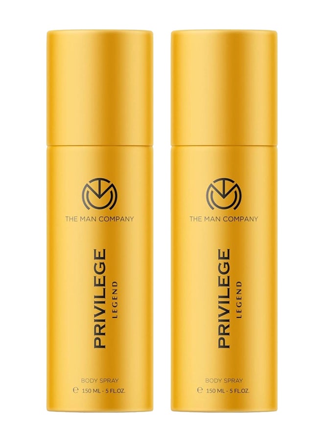 The Man Company Pack Of 2 Privilege Active Deodorant For Men| Premium Body Spray | Long-Lasting Fragrance | Perfect Deo For Everyday Use | Gift For Husband, Boyfriend - 150ml Gold/Gold 