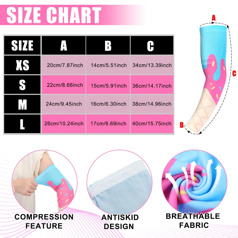 SmoothNovelty 3 Pcs Ice Cream Drip Baseball Accessories, Arm Sleeves, Cooling Towel, Beaded Necklace Gift for Baseball Lovers(Cross,Pink Blue White,S) - Image 3