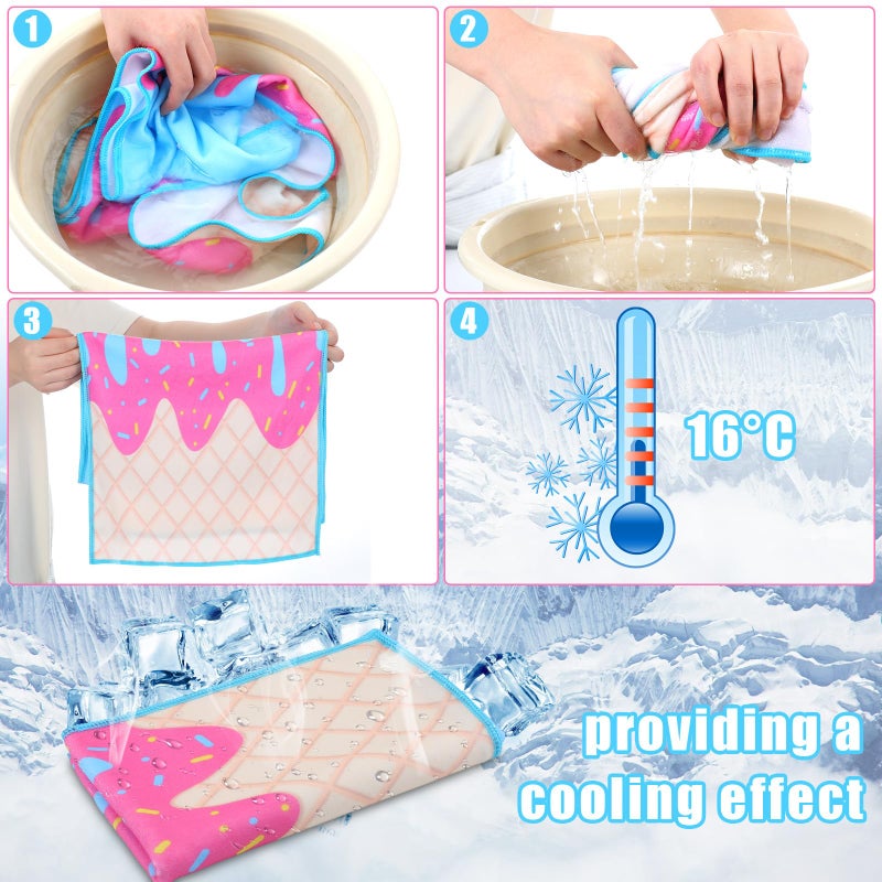 SmoothNovelty 3 Pcs Ice Cream Drip Baseball Accessories, Arm Sleeves, Cooling Towel, Beaded Necklace Gift for Baseball Lovers(Cross,Pink Blue White,S) - Image 4