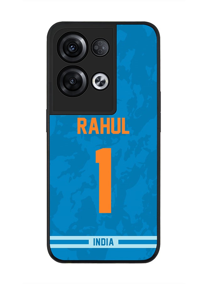 Stylizedd Rugged Black Edge Case for Oppo Reno8 Pro, Slim fit Soft Case Flexible Rubber Edges Thin Cover - Player Name - KL Rahul, Jersey Number- 1  - Image 1