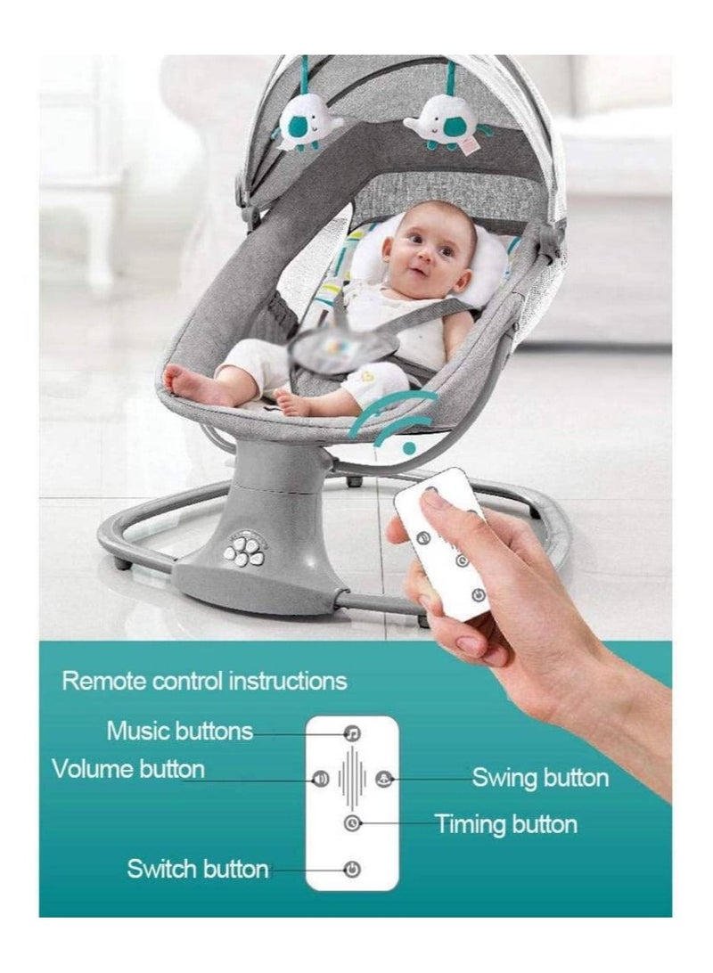 كرسي هزاز كهربائي للرضع والاطفال مع جهاز تحكم عن بعد 3 في 1 ومسند ظهر قابل للتعديل - Image 2