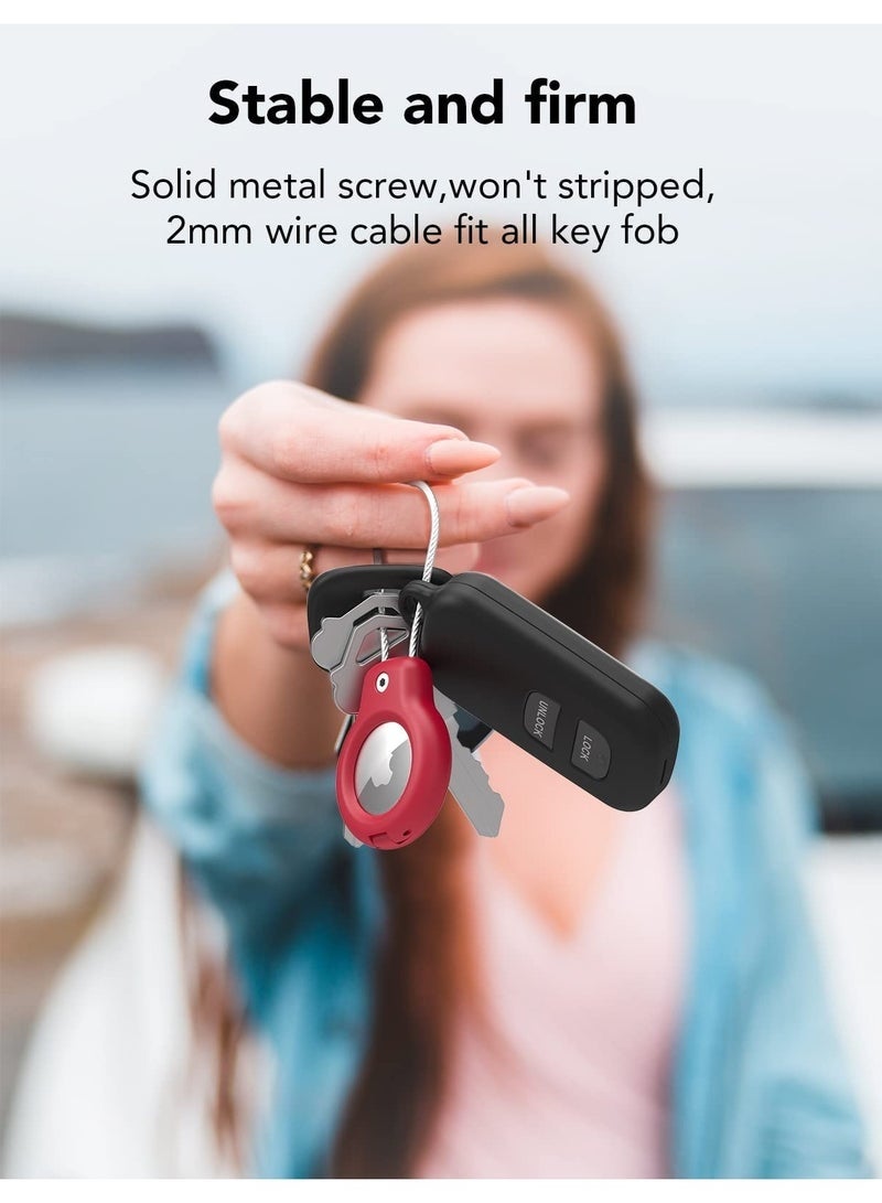 كيلا متوافق مع حامل Apple AirTag الآمن مع كابل سلكي، عبوة من قطعتين من حافظة قفل AirTag وسلسلة مفاتيح وسلسلة مفاتيح وعلامة أمتعة للمفاتيح والأمتعة والمزيد من حلقات المفاتيح للرجال والنساء - Image 3