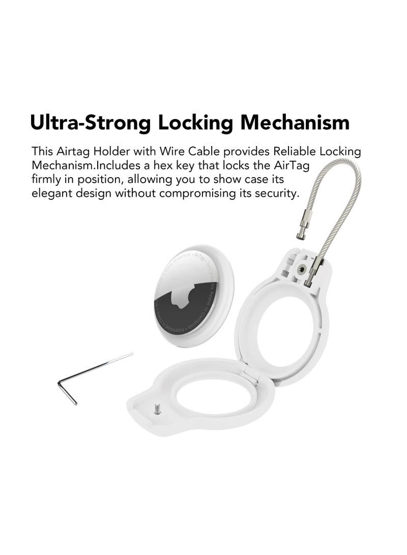 كيلا متوافق مع حامل Apple AirTag الآمن مع كابل سلكي، عبوة من قطعتين من حافظة قفل AirTag وسلسلة مفاتيح وسلسلة مفاتيح وعلامة أمتعة للمفاتيح والأمتعة والمزيد من حلقات المفاتيح للرجال والنساء - Image 2
