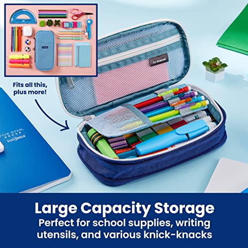It's Academic Expanding Pencil Case, For Office & School Supplies, Travel Organizer Bag, Compact, High Capacity, Blue - Image 2