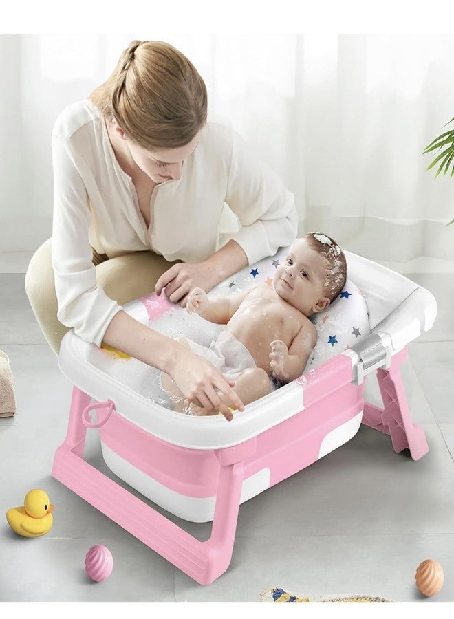 Richtots Premium Foldable & Collapsible Baby Bathtub,Bath Tub with Soft Cushion, Bathtub for Newborn to Toddler 0-36 Months,Portable Travel Baby Tub with No-Slip Feet,Baby Shower Gifts Pink (Baby Bath Pink) - Image 2