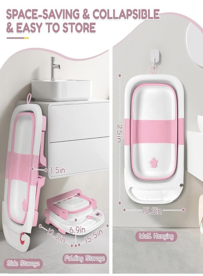 Richtots Premium Foldable & Collapsible Baby Bathtub,Bath Tub with Soft Cushion, Bathtub for Newborn to Toddler 0-36 Months,Portable Travel Baby Tub with No-Slip Feet,Baby Shower Gifts Pink (Baby Bath Pink) - Image 3