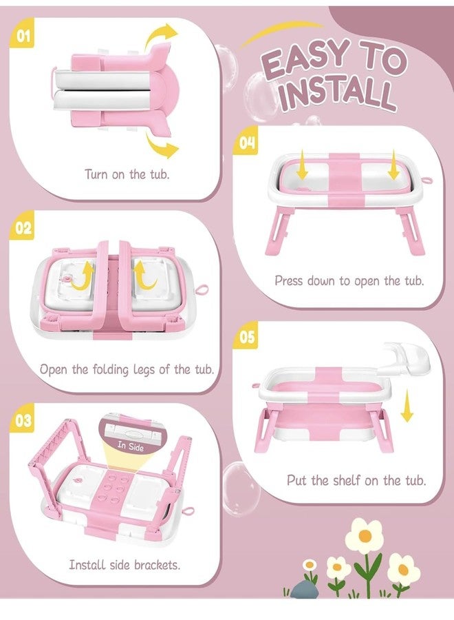 Richtots Premium Foldable & Collapsible Baby Bathtub,Bath Tub with Soft Cushion, Bathtub for Newborn to Toddler 0-36 Months,Portable Travel Baby Tub with No-Slip Feet,Baby Shower Gifts Pink (Baby Bath Pink) - Image 4