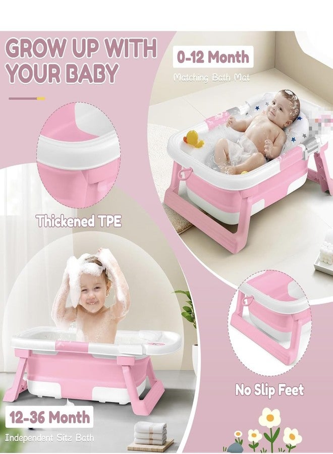 Richtots Premium Foldable & Collapsible Baby Bathtub,Bath Tub with Soft Cushion, Bathtub for Newborn to Toddler 0-36 Months,Portable Travel Baby Tub with No-Slip Feet,Baby Shower Gifts Pink (Baby Bath Pink) - Image 5