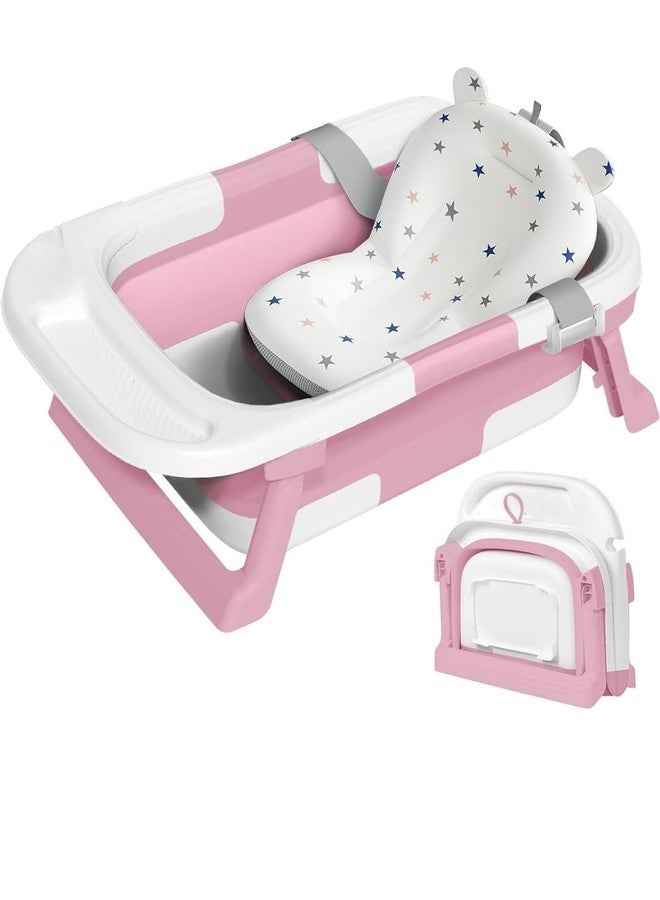Richtots Premium Foldable & Collapsible Baby Bathtub,Bath Tub with Soft Cushion, Bathtub for Newborn to Toddler 0-36 Months,Portable Travel Baby Tub with No-Slip Feet,Baby Shower Gifts Pink (Baby Bath Pink) - Image 1