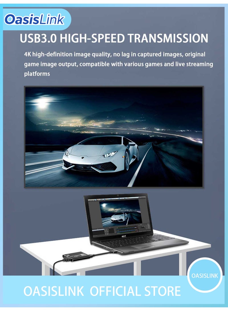 OasisLink 4K Video Capture Card, Audio Video Capture Card, HDMI to USB 3.0 Capture Adapter, Portable Video Converter, for Gaming and Video Recording, Streaming Live Broadcast (USB3.0) - Image 4