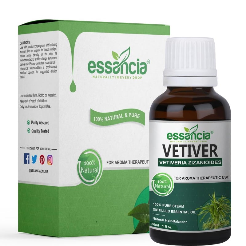 essancia - NATURALLY IN EVERY DROP Essancia Vetiver Essential Oil for Grounding Relaxation Skin Care 100 Pure Natural Undiluted Therapeutic Grade 30ml  - Image 2