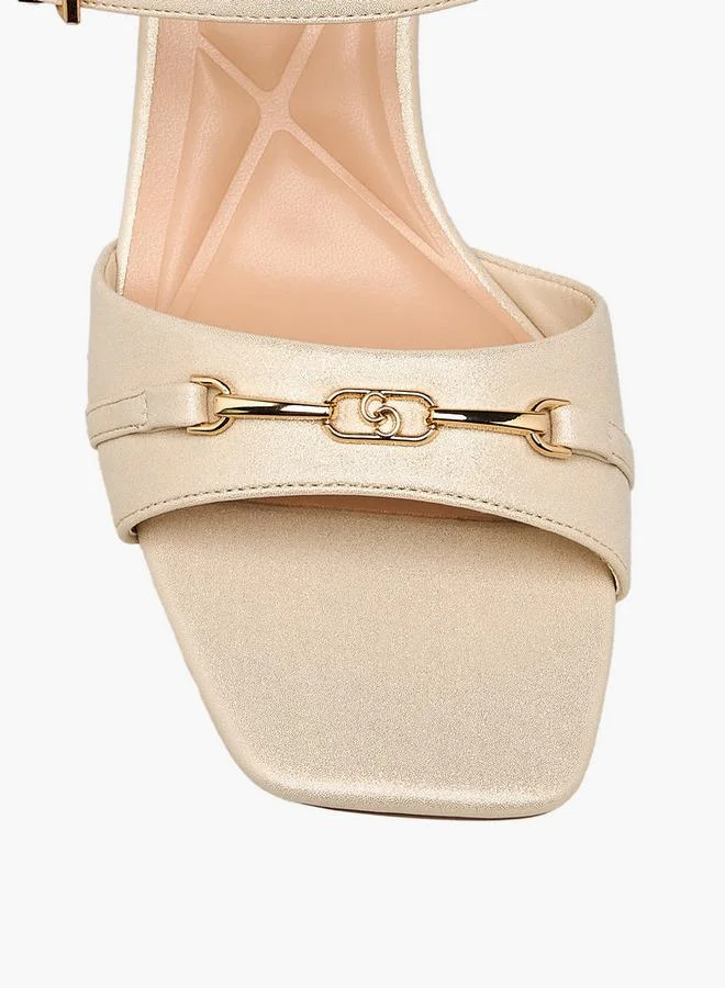 Celeste GOLD Women Flared Heel Sandals for Women | Best Price UAE