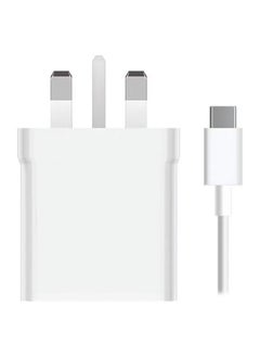 Wall Charger with Type-C Cable Combo 33W – Fast Charging Adapter for Smartphones, Tablets, and More, Compact Design, White, High-Speed Power Delivery