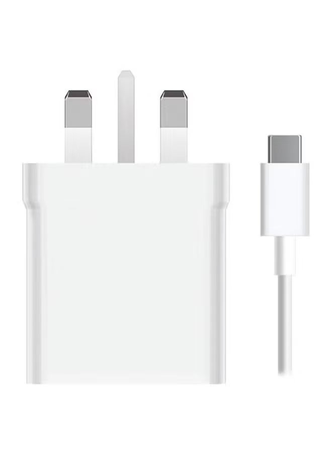 TIGER - Wall Charger with Type-C Cable Combo 33W – Fast Charging Adapter for Smartphones, Tablets, and More, Compact Design, White, High-Speed Power Delivery - Image 1