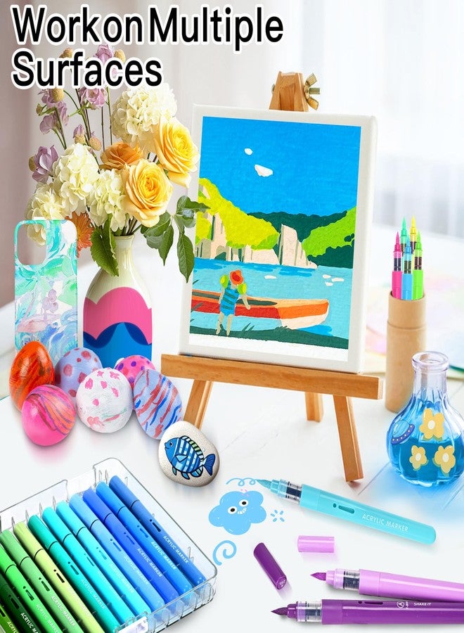 Artugn 60 Colors Acrylic Paint Markers, Automatic Ink Control System with Soft Brush Tip Acrylic Paint Pens for Rock Painting, Canvas, Wood, Glass, Metal, Ceramic, Calligraphy, Card Making, DIY Crafts - Image 4