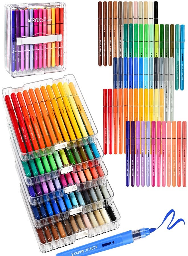 Artugn 60 Colors Acrylic Paint Markers, Automatic Ink Control System with Soft Brush Tip Acrylic Paint Pens for Rock Painting, Canvas, Wood, Glass, Metal, Ceramic, Calligraphy, Card Making, DIY Crafts - Image 1