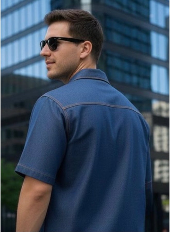 Dayton Italian Style Camp Collar Shirt – Lycra Short Sleeve Summer Shirt - Image 2