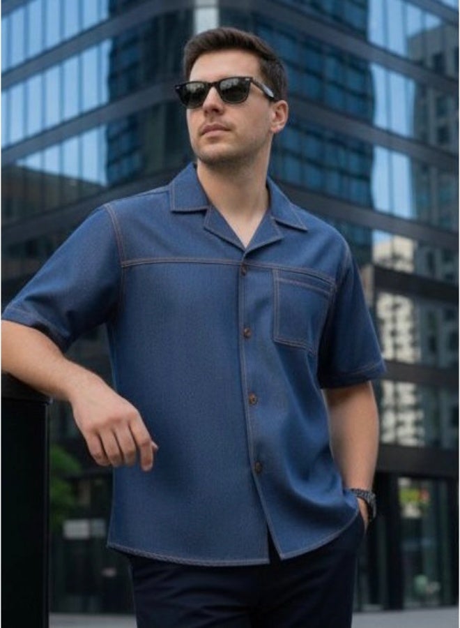 Dayton Italian Style Camp Collar Shirt – Lycra Short Sleeve Summer Shirt - Image 3