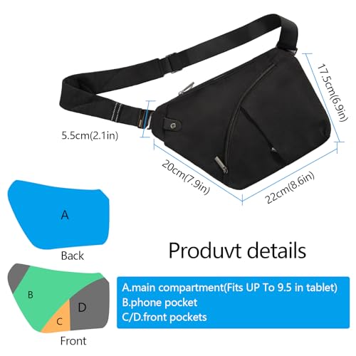 OSOCE Anti Theft Crossbody Bags Sling Bag for Women Men Waterproof Wander Bag for Sports and Travel. (2.0BLACK, Small) - Image 3