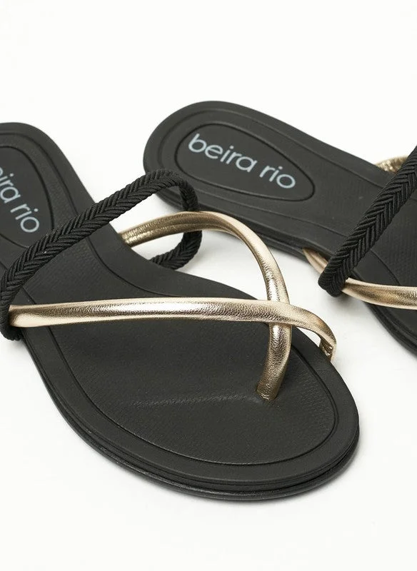 Beira Rio Black Flat Sandals for Women – Stylish Ladies Flat Sandals & Comfortable Flat Slippers for Women | Best Price UAE