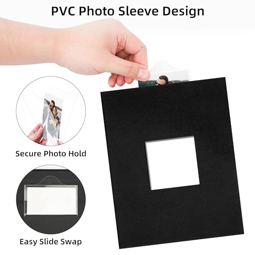 Remowith Cloth Cover Photo Album 4x6 with DIY Square Window Slip in Photo Book for Travel, Wedding, Anniversary 200 Pockets Black - Image 3