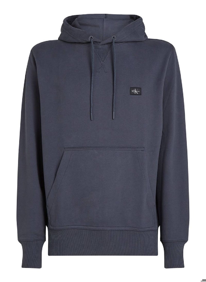 Calvin Klein Jeans Men's Cotton Terry Badge Hoodie - Cotton, Blue  - Image 2