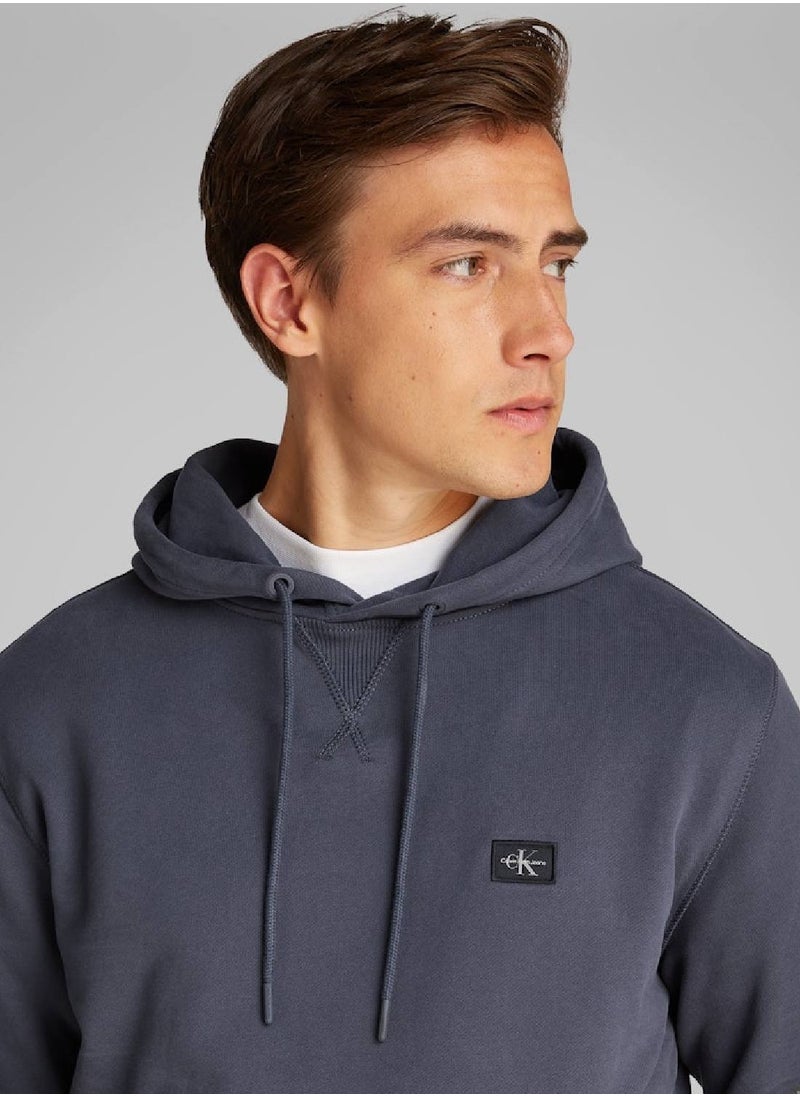 Calvin Klein Jeans Men's Cotton Terry Badge Hoodie - Cotton, Blue  - Image 3