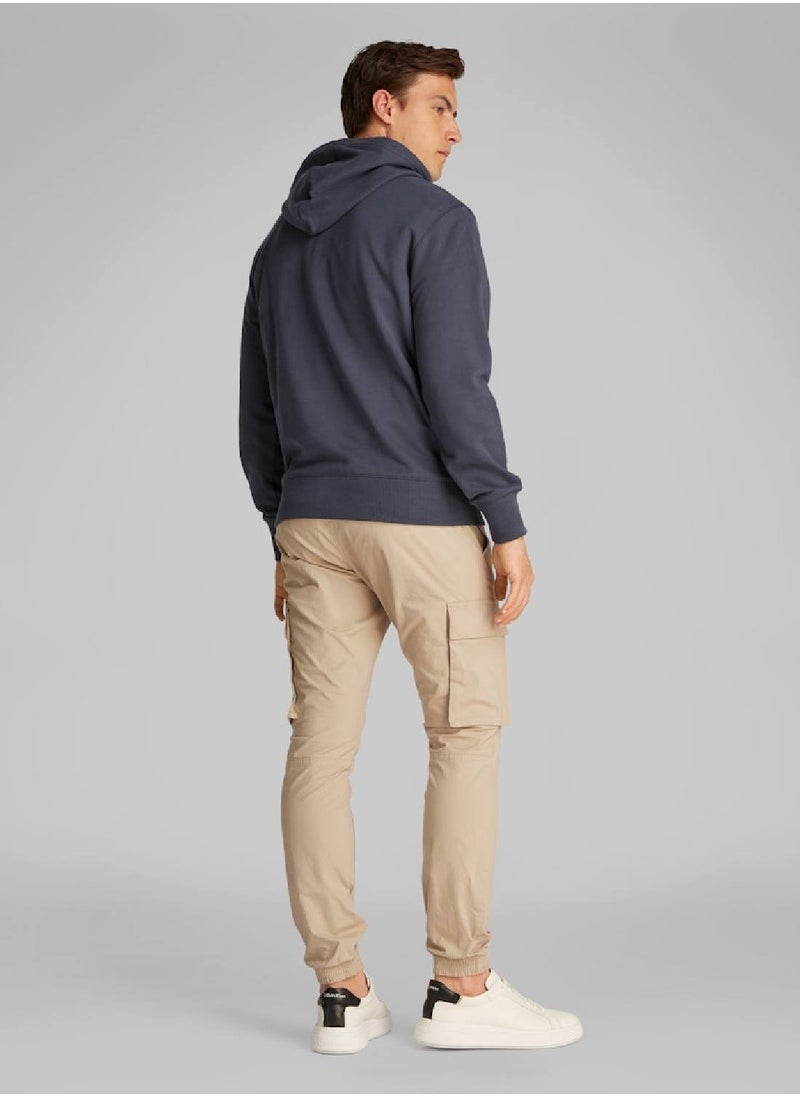 Calvin Klein Jeans Men's Cotton Terry Badge Hoodie - Cotton, Blue  - Image 4