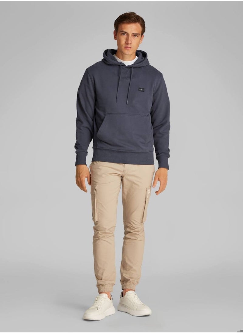 Calvin Klein Jeans Men's Cotton Terry Badge Hoodie - Cotton, Blue  - Image 5