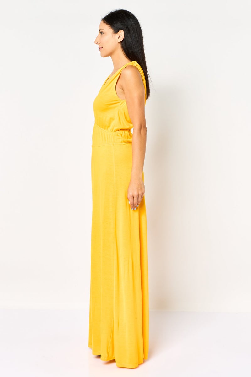 promod Women Plain Sleeveless Maxi Dress, Orange - Image 3