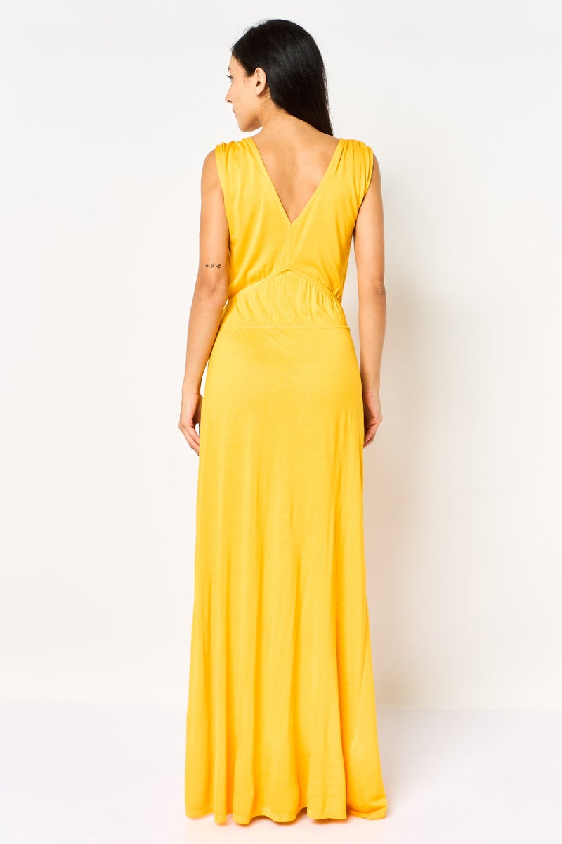 promod Women Plain Sleeveless Maxi Dress, Orange - Image 4