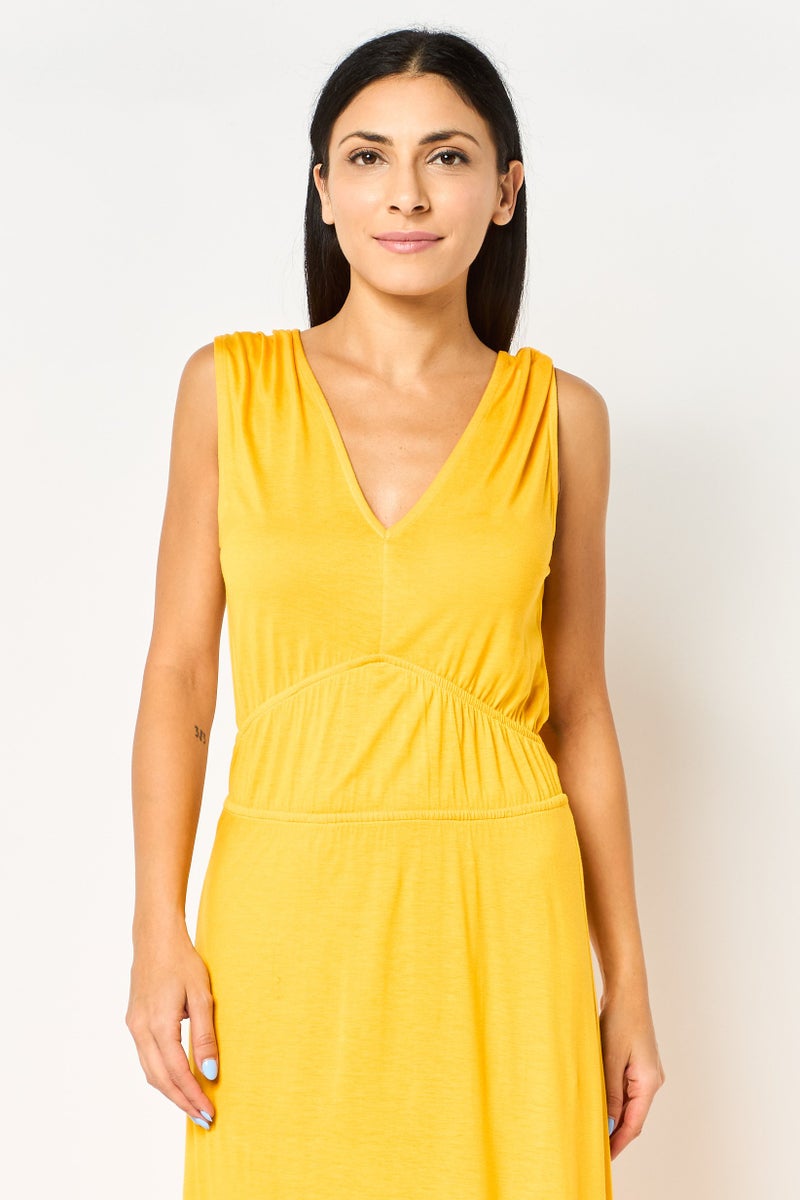 promod Women Plain Sleeveless Maxi Dress, Orange - Image 2