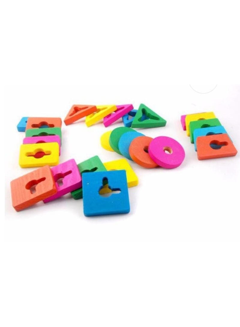 ألعاب خشبية للأطفال مواد تعليمية هندسية 5 أعمدة مطابقة للون والأشكال لعبة خشبية - Image 3