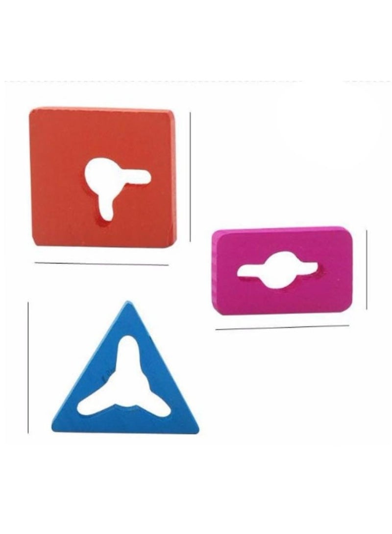 ألعاب خشبية للأطفال مواد تعليمية هندسية 5 أعمدة مطابقة للون والأشكال لعبة خشبية - Image 4