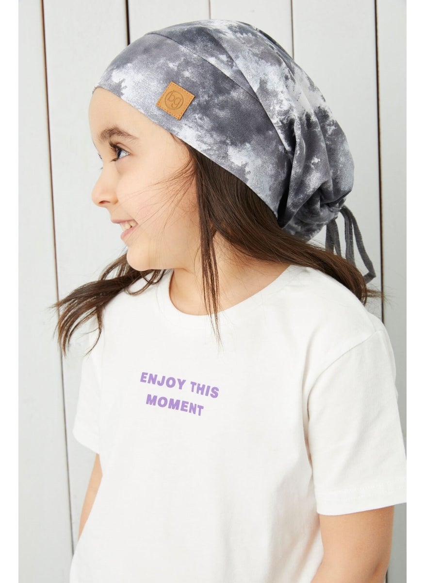Babygiz Girl's Batik Gray Yarn 4 Season Hat Beanie Buff Soft Combed Cotton  - Image 1