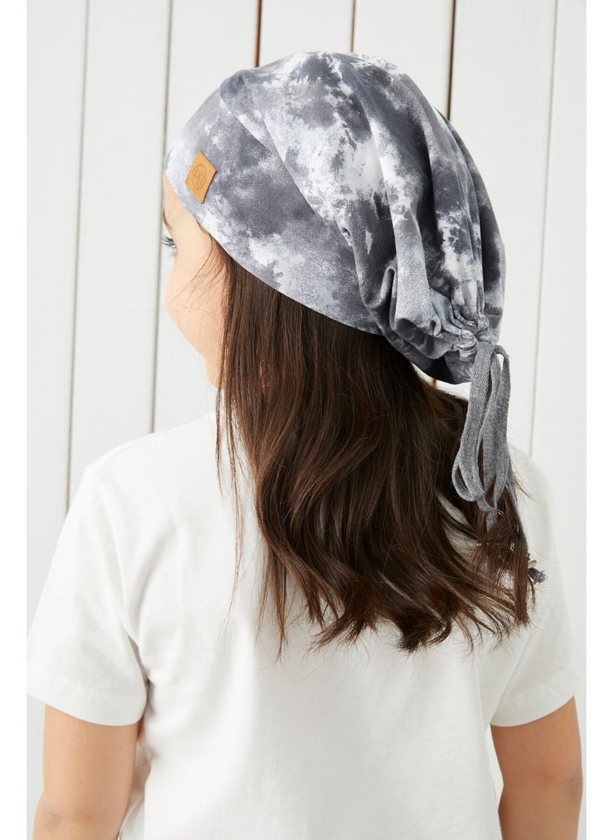 Babygiz Girl's Batik Gray Yarn 4 Season Hat Beanie Buff Soft Combed Cotton  - Image 2