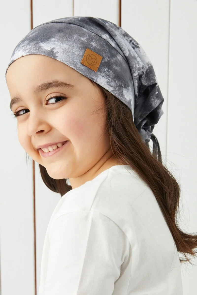 Babygiz Girl's Batik Gray Yarn 4 Season Hat Beanie Buff Soft Combed Cotton