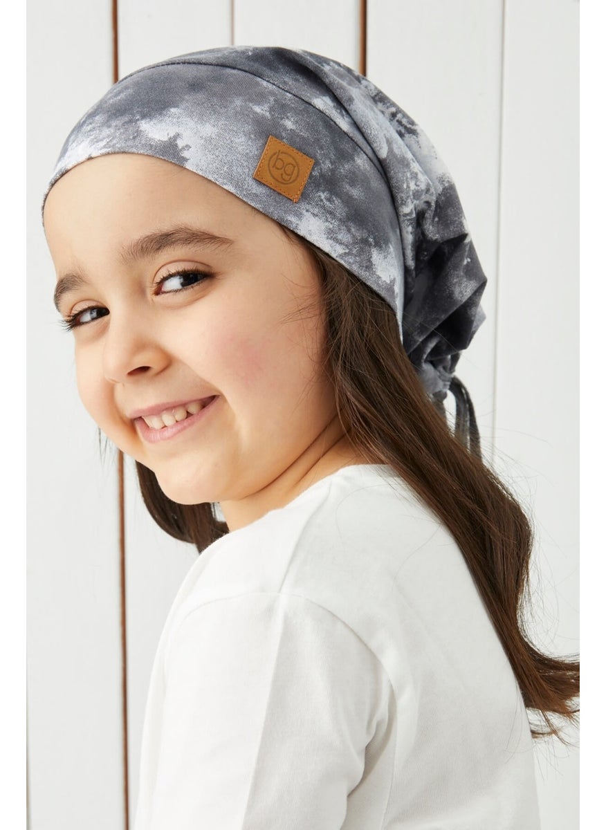 Babygiz Girl's Batik Gray Yarn 4 Season Hat Beanie Buff Soft Combed Cotton  - Image 3