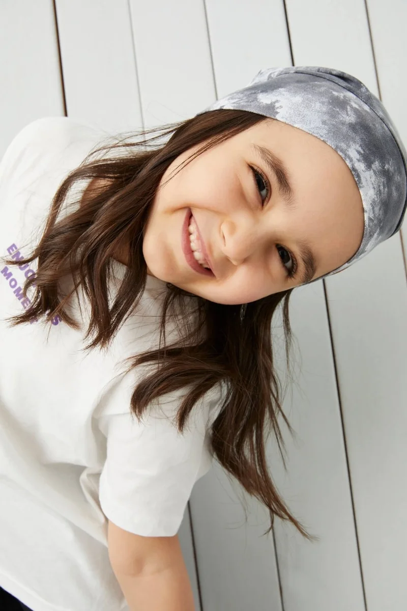 Babygiz Girl's Batik Gray Yarn 4 Season Hat Beanie Buff Soft Combed Cotton