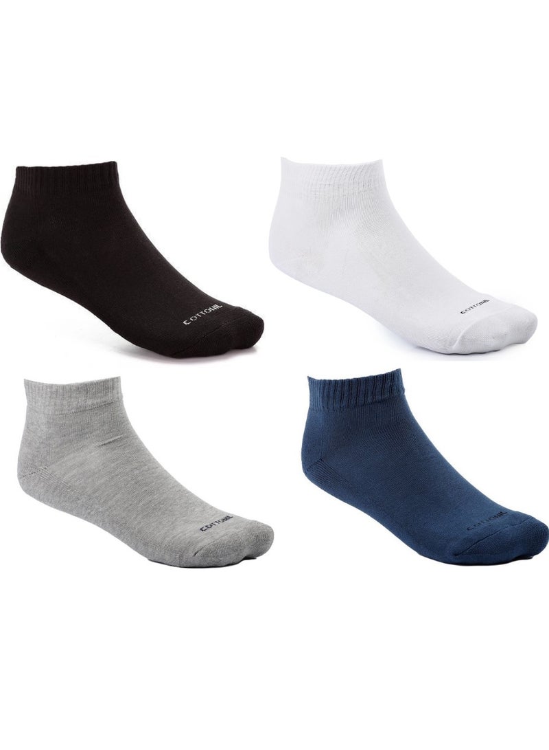 COTTONIL Cottonil® Mid Neck Men Socks - Bundle of 4 Different colors (Black, Navy, Grey, White)  - Image 1