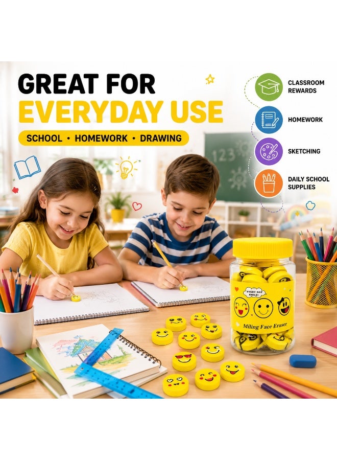 مجموعة ممحاة "الوجه المبتسم" (Smiley Face) للأطفال مكونة من 35 قطعة - ممحاة أقلام بتصاميم "إيموجي" لطيفة ومناسبة للمستلزمات المدرسية - ممحاة مطاطية مرحة برسومات كرتونية للكتابة والرسم وأنشطة الفصل الدراسي - هدايا مبتكرة للحفلات والمكافآت - مستلزمات قرطاسية في عبوة تخزين (متعددة الألوان) - Image 4