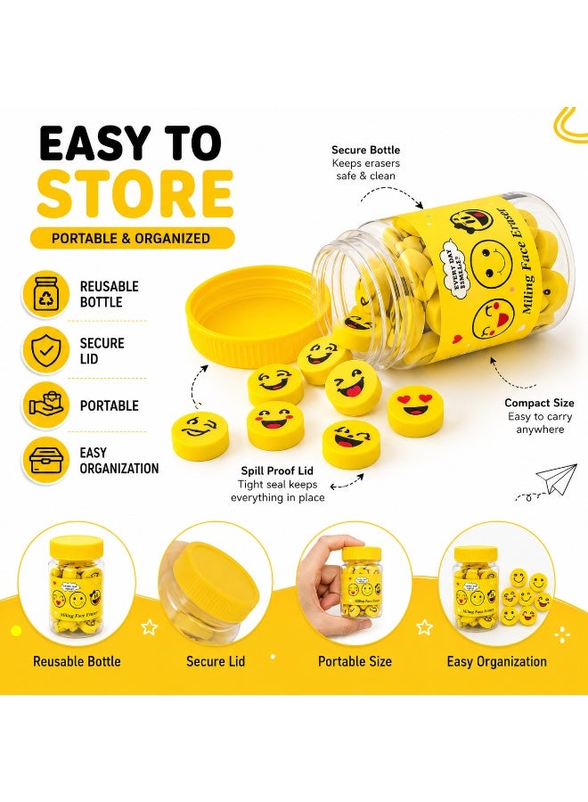 مجموعة ممحاة "الوجه المبتسم" (Smiley Face) للأطفال مكونة من 35 قطعة - ممحاة أقلام بتصاميم "إيموجي" لطيفة ومناسبة للمستلزمات المدرسية - ممحاة مطاطية مرحة برسومات كرتونية للكتابة والرسم وأنشطة الفصل الدراسي - هدايا مبتكرة للحفلات والمكافآت - مستلزمات قرطاسية في عبوة تخزين (متعددة الألوان) - Image 5
