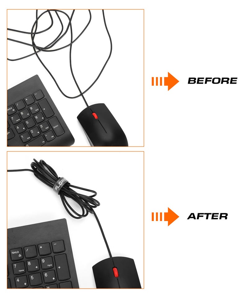 FLORICAN Cable Organiser, Cord Management System for PC, TV, Home Theater, Speaker, Reusable Cable Straps for Desk, WFH Accessories, Reusable Cable Ties Strap (Pack of 3) - Image 4