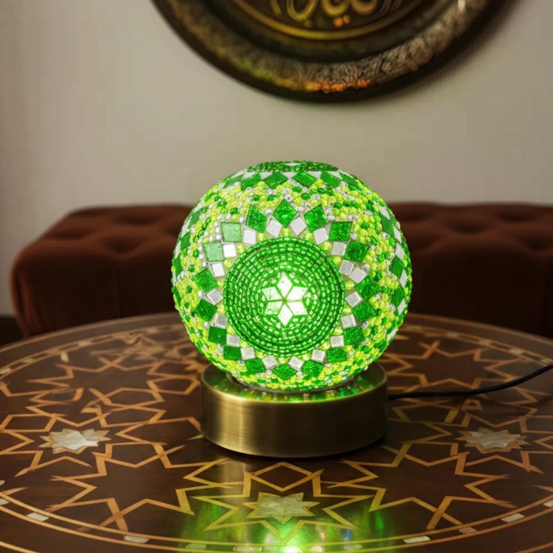 Baquler Turkish Mosaic Lamp Kit DIY Stained Glass Decorative Table Bedside Night Light Tabletop Bohemian Moroccan Lamp Craft Kit for Living Room Decorations(Green) - Image 4