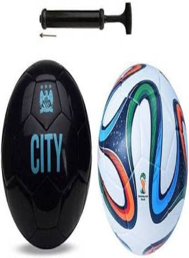 WIKIGO Man City & Multi Colour Football with AIR Pump - Size: 5 (Pack of 3) - Image 1