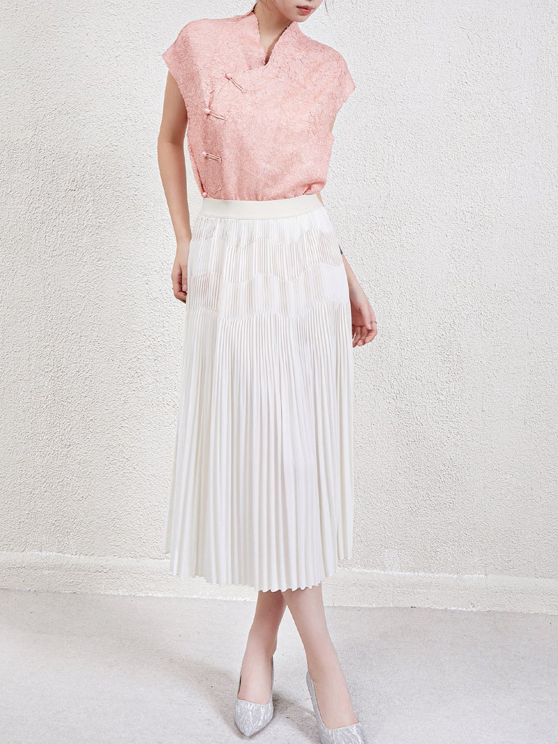 Vintage Chinese Style Modified Cheongsam Top 2024 Summer Thin High-End All-Match Pleated Short-Sleeved Button-Down Shirt - Image 3