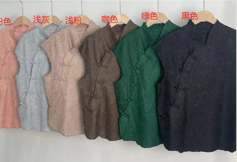 Vintage Chinese Style Modified Cheongsam Top 2024 Summer Thin High-End All-Match Pleated Short-Sleeved Button-Down Shirt - Image 1