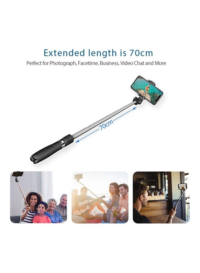 اليشمك عصا سيلفي مع حامل ثلاثي 2 في 1 بخاصية البلوتوث وجهاز تحكم عن بعد أسود - Image 3