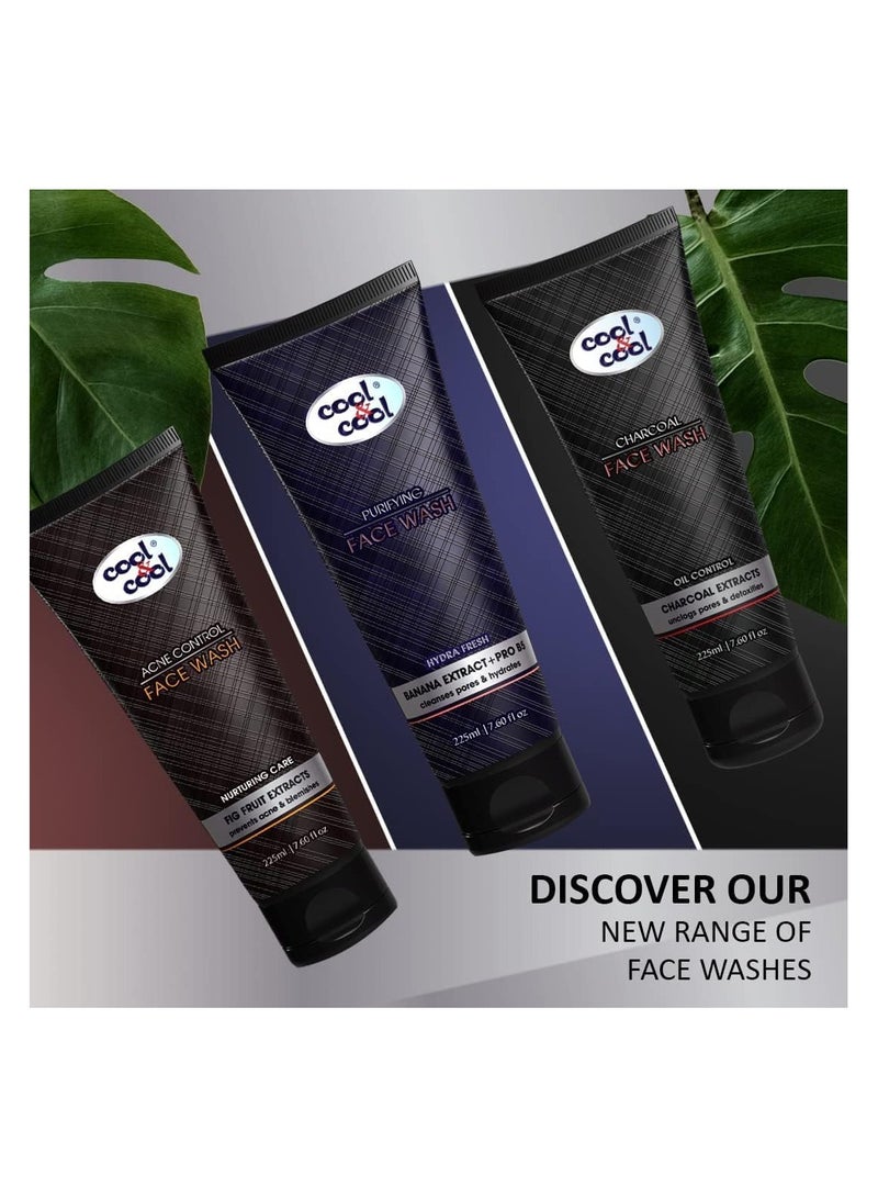 Cool & Cool Charcoal Men's Face Wash 225ML - Oil Control with Charcoal Extracts, Unclogs Pores & Detoxifies - Image 3